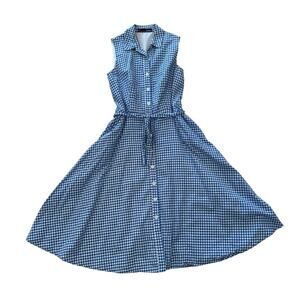 Chetta B Blue Gingham Shirt Dress Sz 4